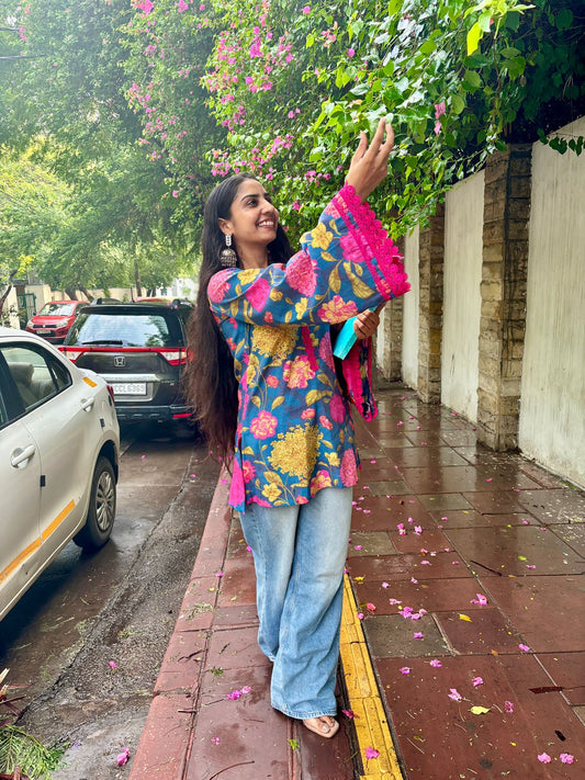 Gulnaar – Floral Cotton Short Kurta