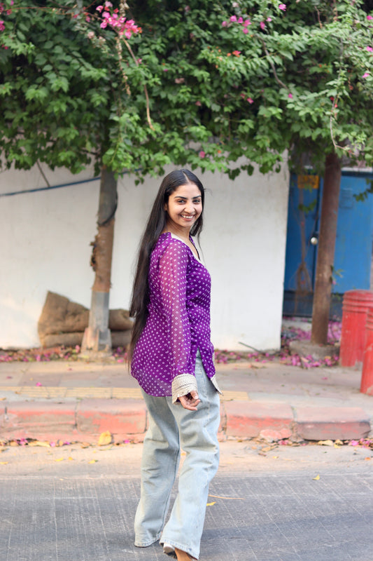 Heer – Bandhani Georgette Short Kurti