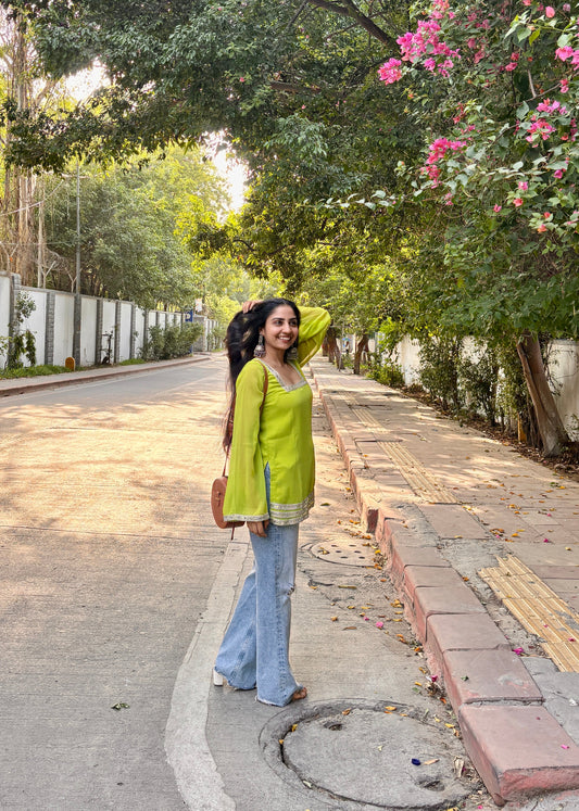 Noor- solid Georgette short kurti