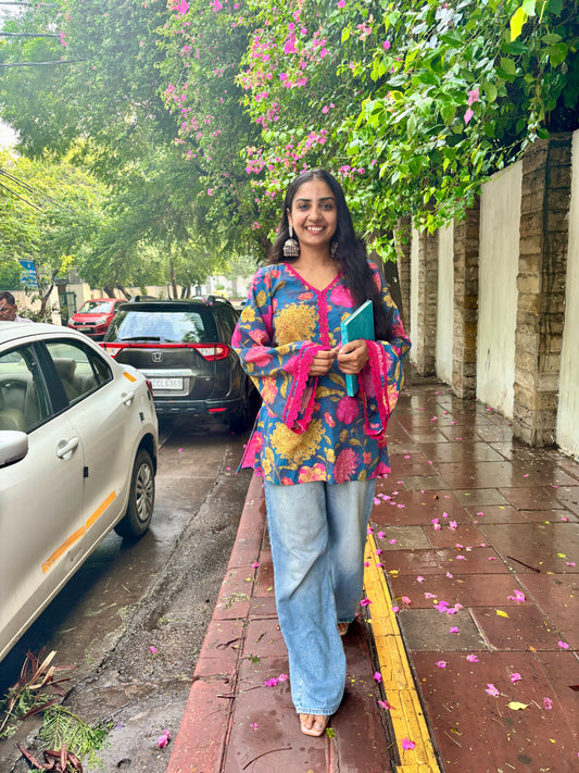 Gulnaar – Floral Cotton Short Kurta
