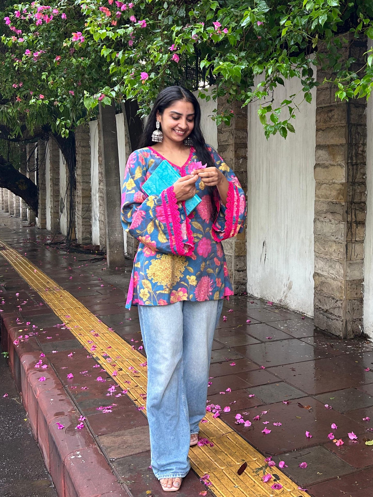 Gulnaar – Floral Cotton Short Kurta